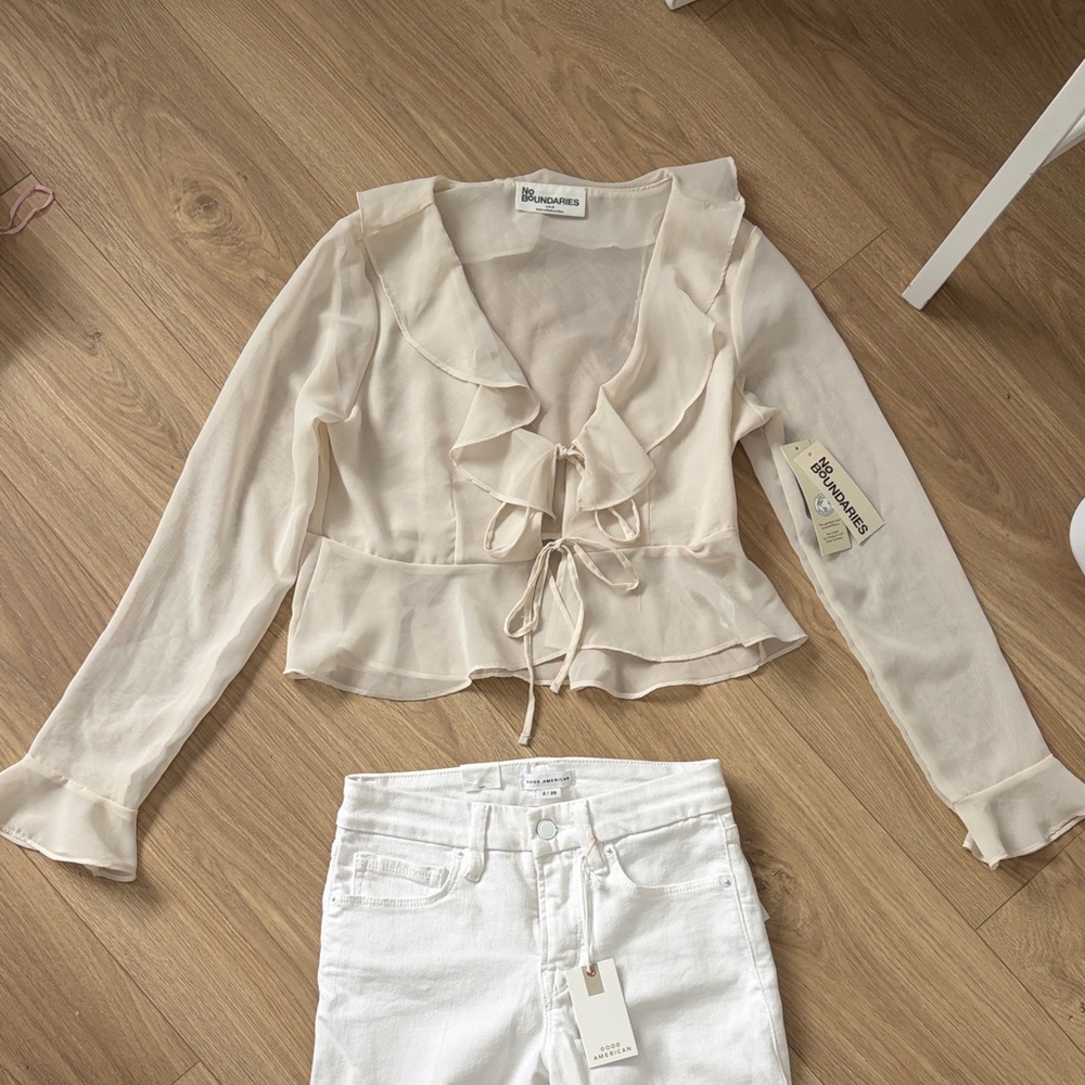 NWT No Boundaries Cream Sheer Blouse